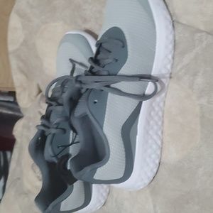 Grey and White Shoes.